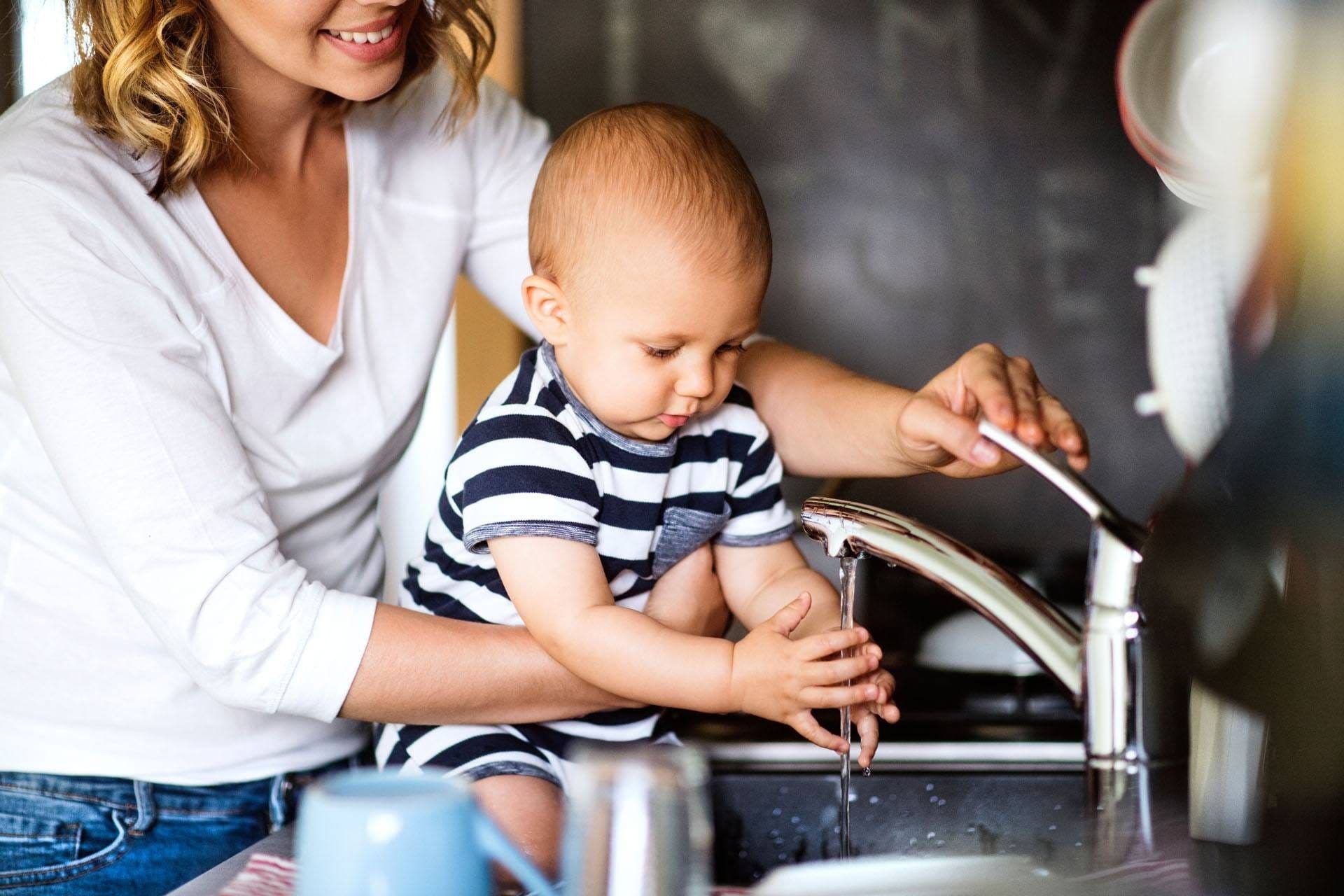 Baby washing hands